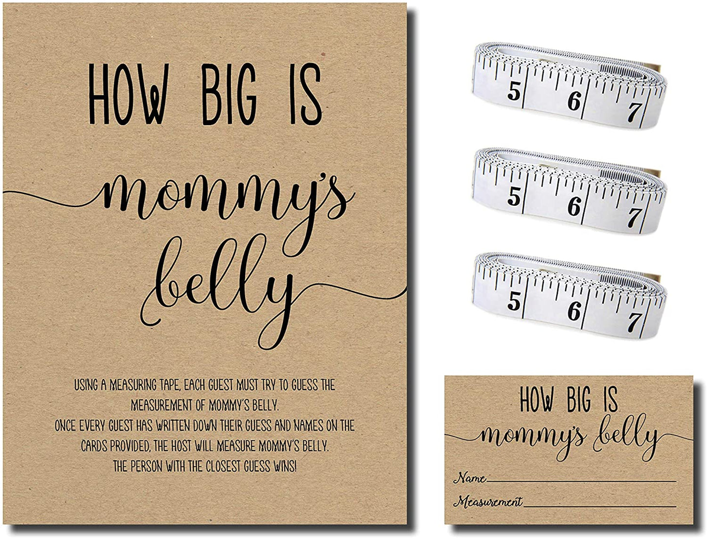 How Big is Mommy's Belly? Kraft (54 Pieces) Fun, Easy Baby Shower Game, Gender Neutral Unisex