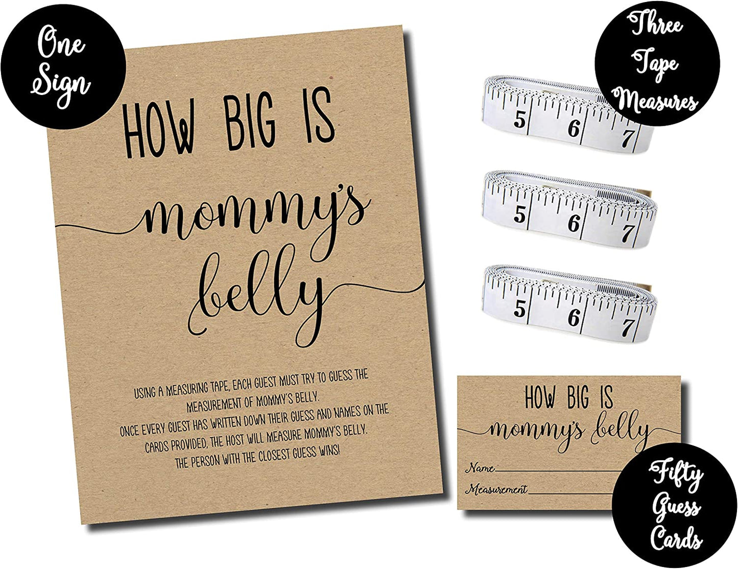 How Big is Mommy's Belly? Kraft (54 Pieces) Fun, Easy Baby Shower Game, Gender Neutral Unisex