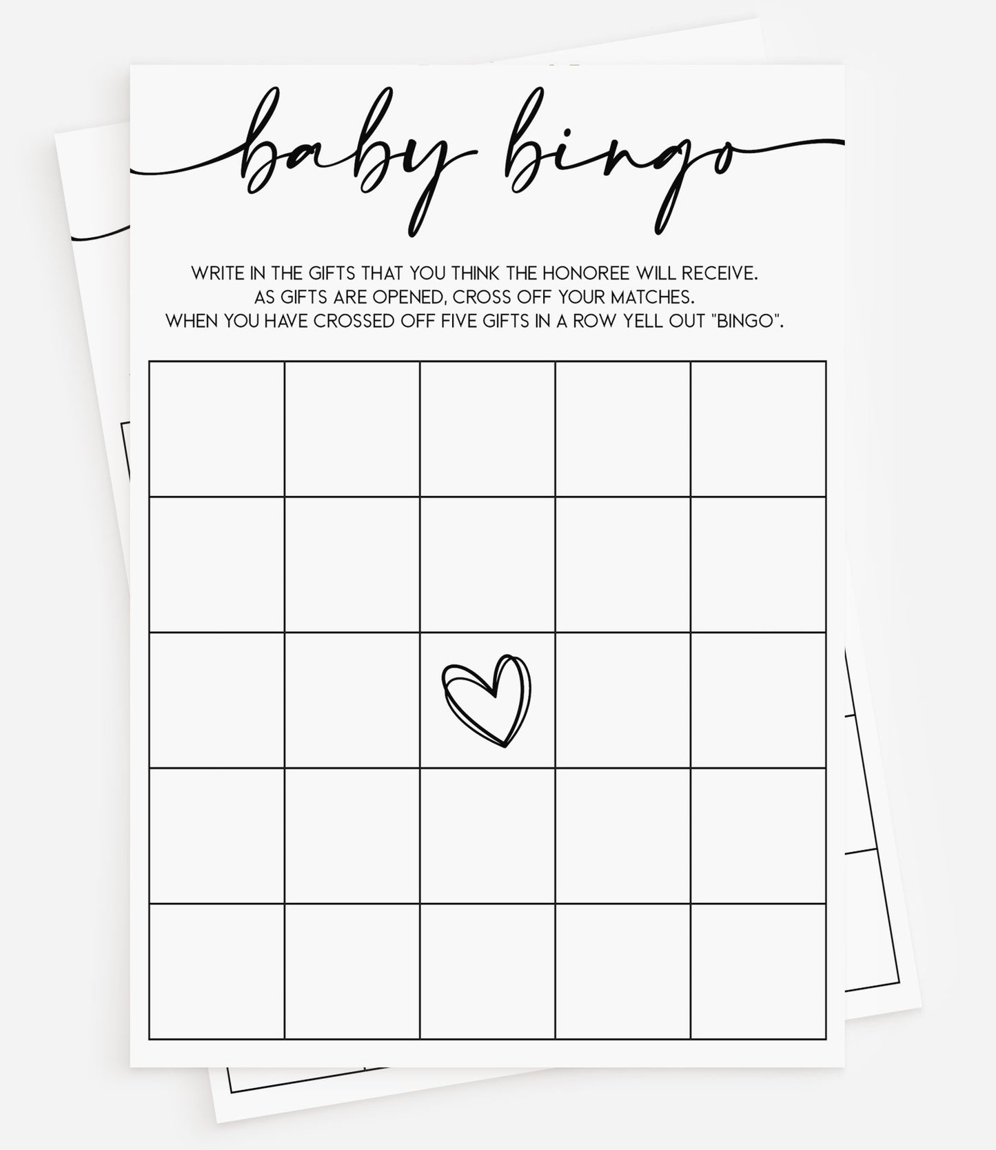 50 Baby Shower Bingo (50-Cards), Minimalist