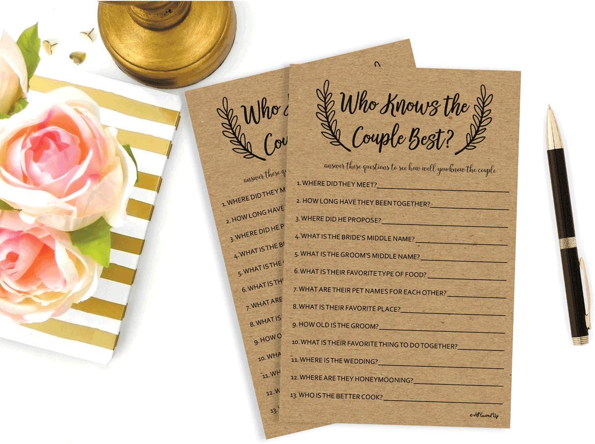 Who Knows The Couple Best - Kraft (50-Sheets) Bridal Shower Game (Large Sheet Size)