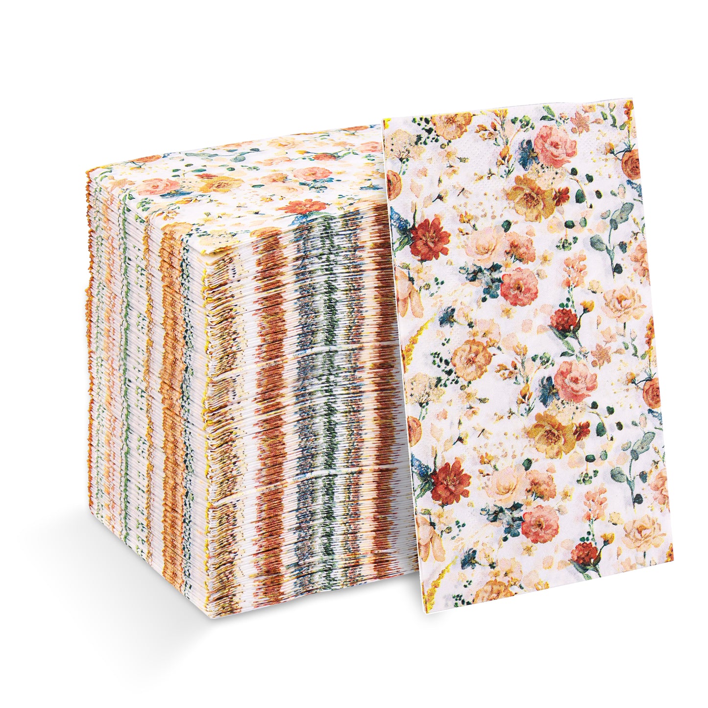 100 Pack Napkins Watercolor Floral Vintage Wild Flower Disposable Hand Towels