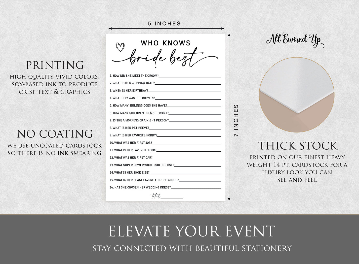 50 Who Knows the Bride Best (50-Cards) Minimalist Script
