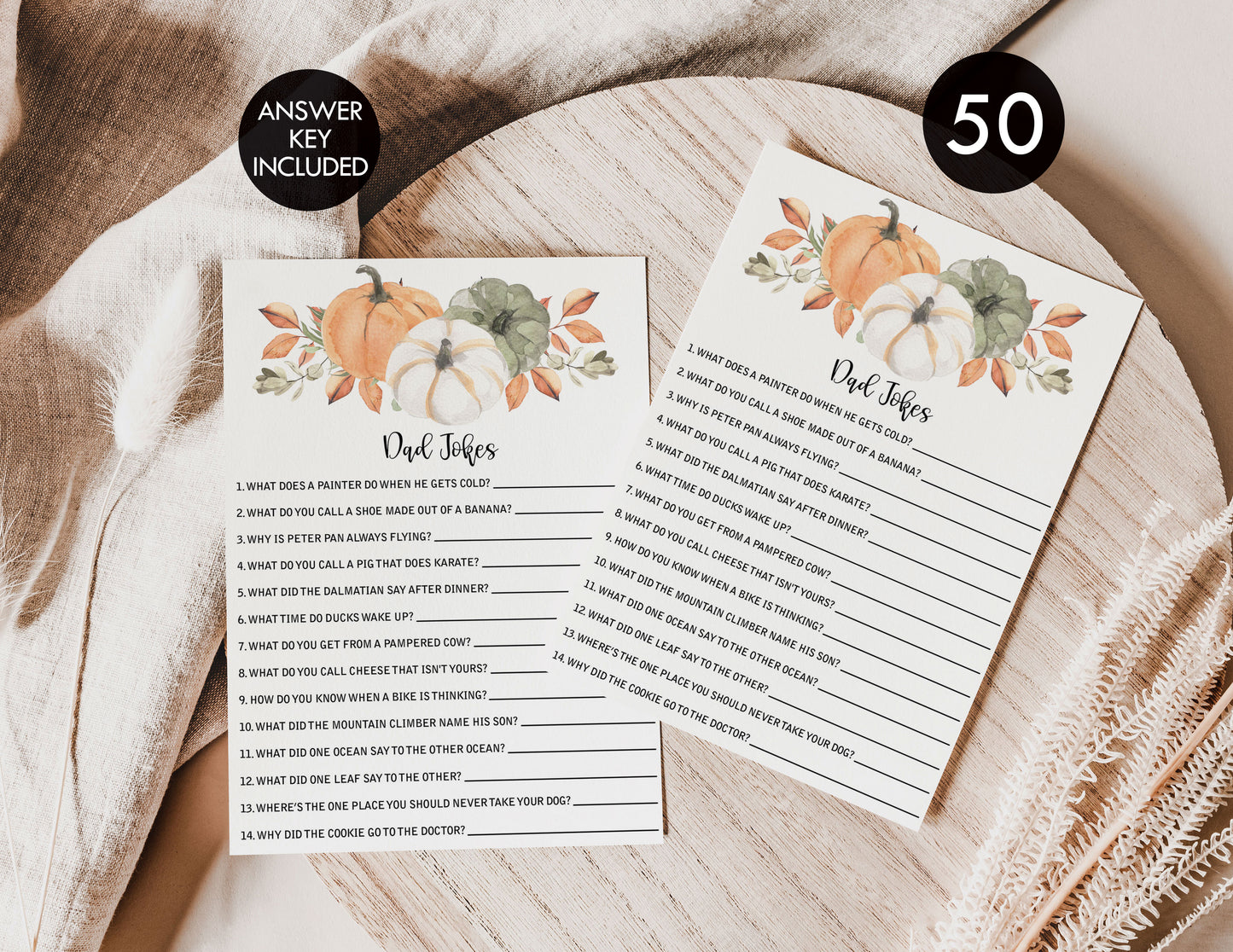 50 Pumpkin Dad Jokes Game (50-Cards)