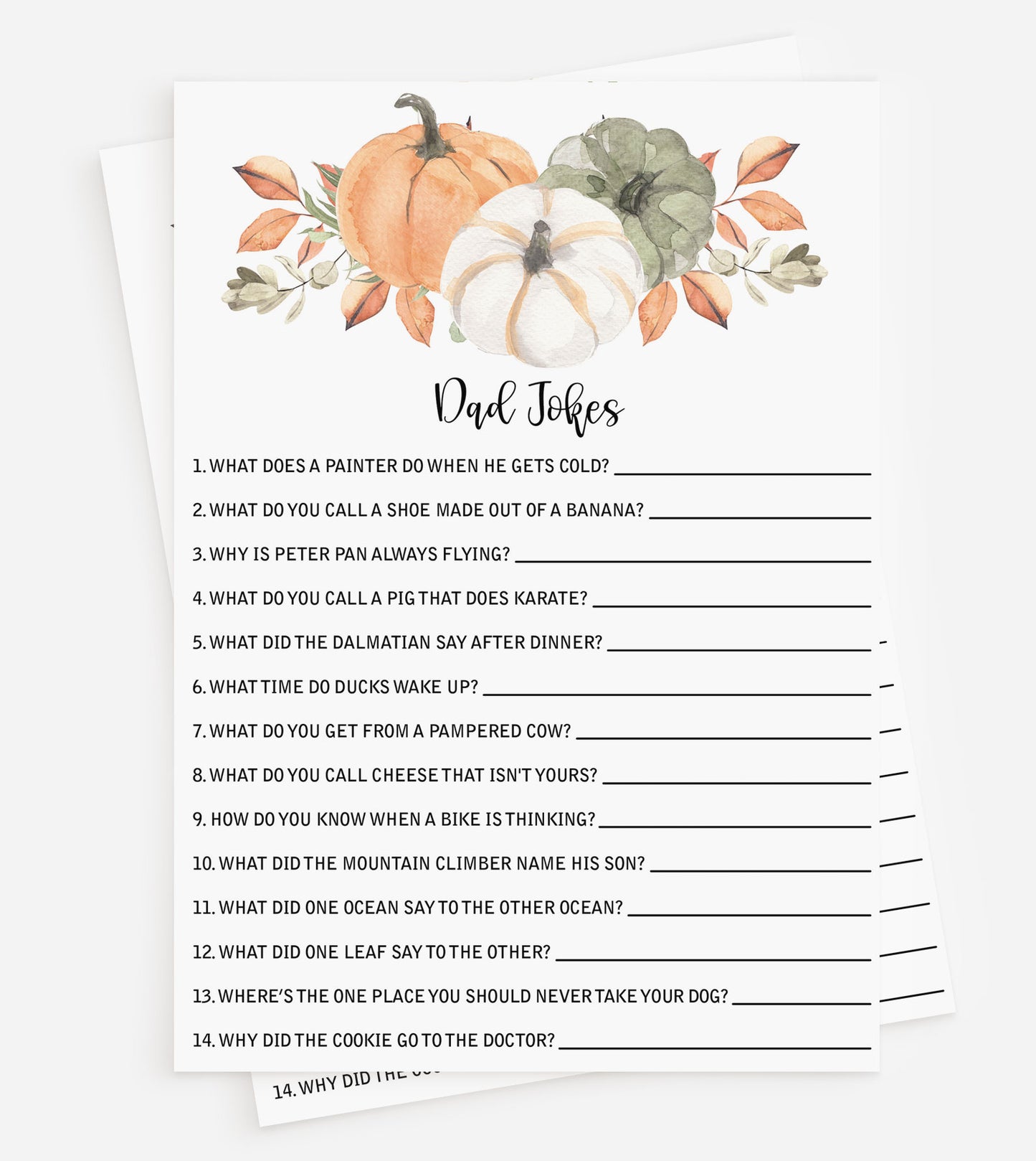 50 Pumpkin Dad Jokes Game (50-Cards)