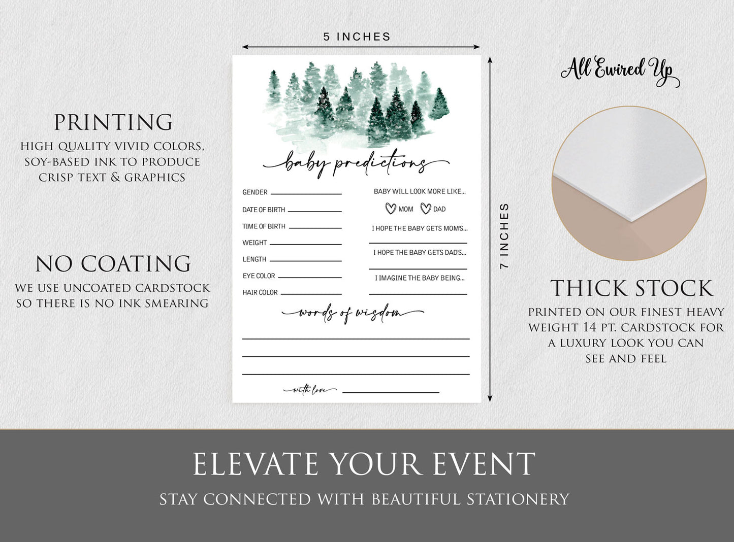 50 Baby Shower Advice and Predictions (50-Cards) Baby It’s Cold Outside Winter Wonderland Forest Decorations