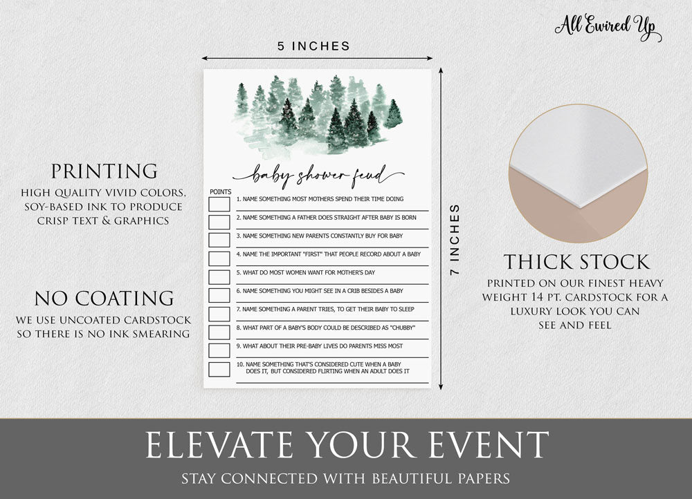 50 Baby Shower Family Feud (50-Cards) Baby It’s Cold Outside Winter Wonderland Forest Decorations