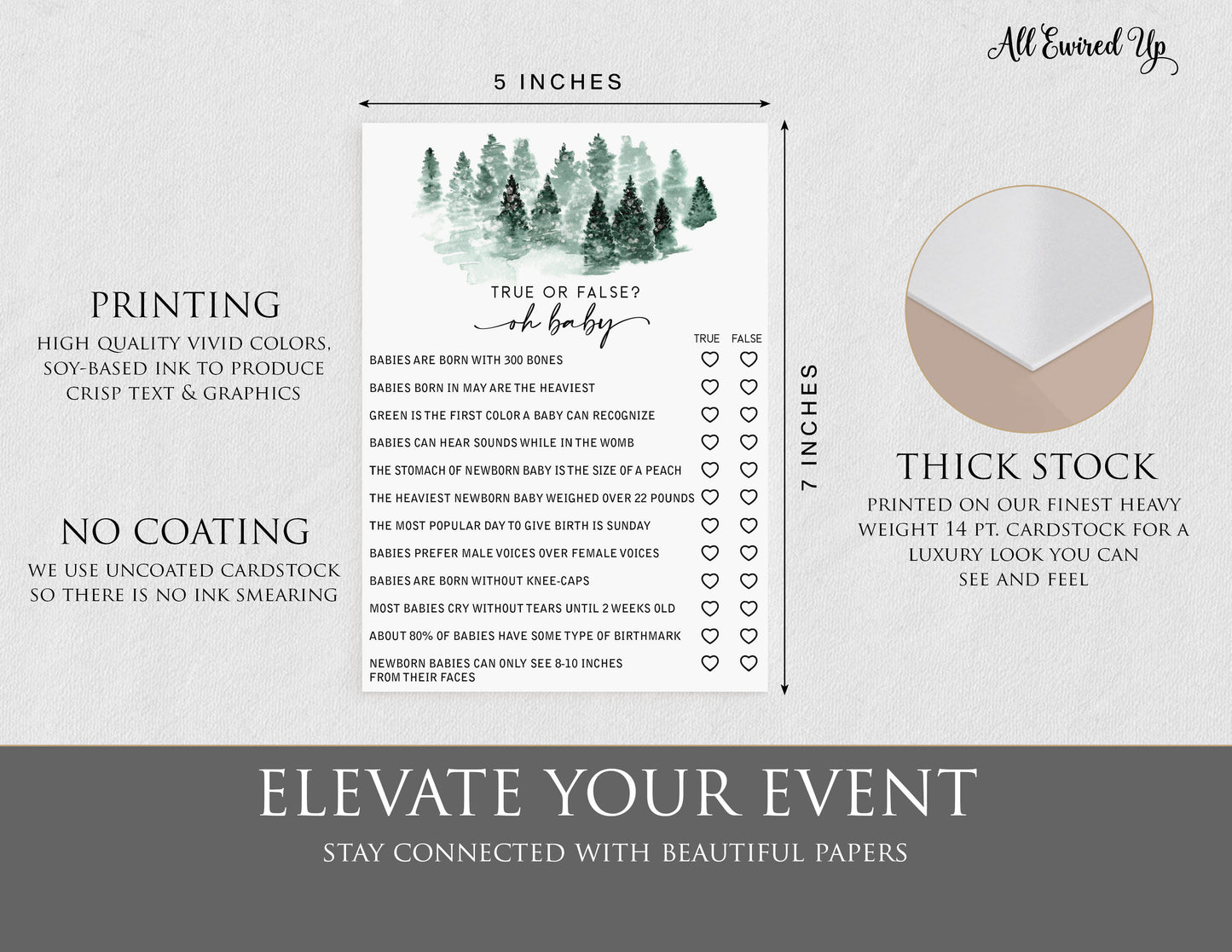 50 Baby Shower True or False Trivia (50-Cards) Fun Game Activity, Baby It’s Cold Outside Winter Wonderland Forest Decorations