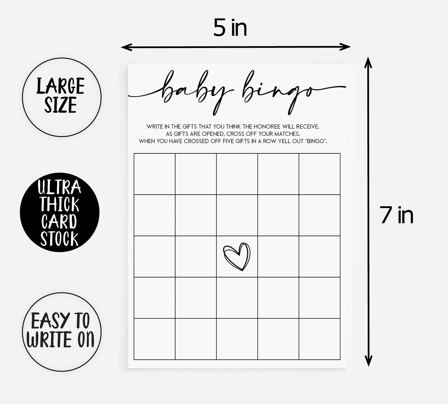 50 Baby Shower Bingo (50-Cards), Minimalist