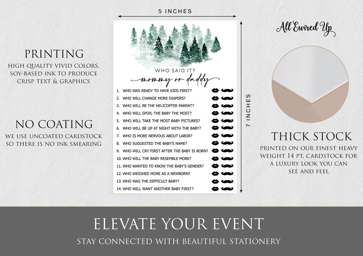 50 Baby Shower Who Said It? Mommy or Daddy (50-Cards) Let the Adventure Begin, Baby It’s Cold Outside Winter Wonderland Forest