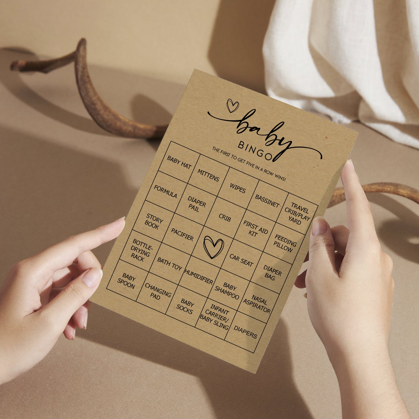 Kraft Baby Bingo Game (50 Unique Cards) Pre-Filled Fun Baby Shower Game Activity