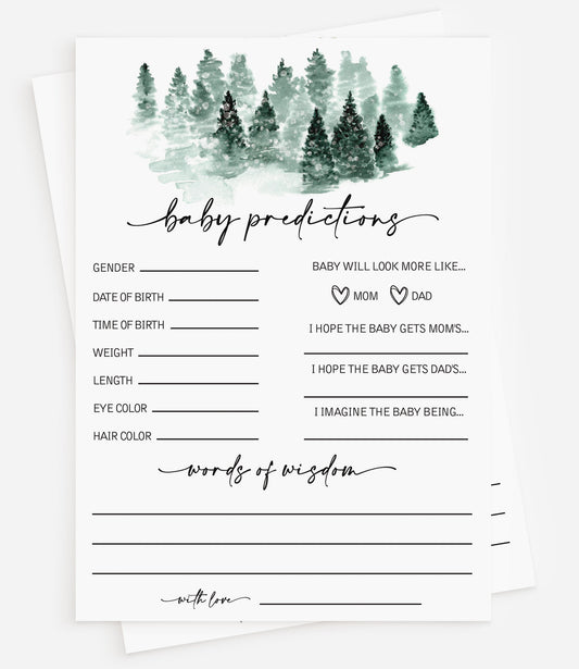 50 Baby Shower Advice and Predictions (50-Cards) Baby It’s Cold Outside Winter Wonderland Forest Decorations