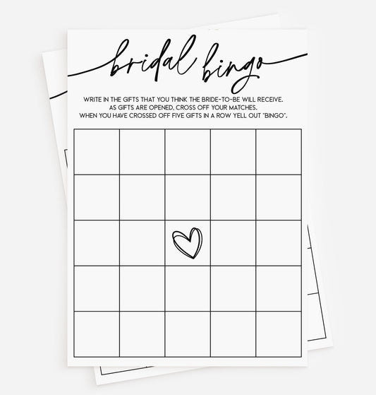 50 Bridal Bingo Cards (50-Cards) Minimalist