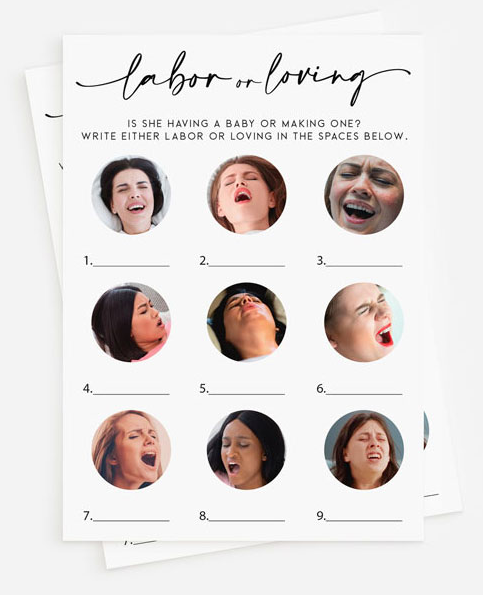 50 Baby Shower Labor or Loving Game (50-Cards) Minimalist
