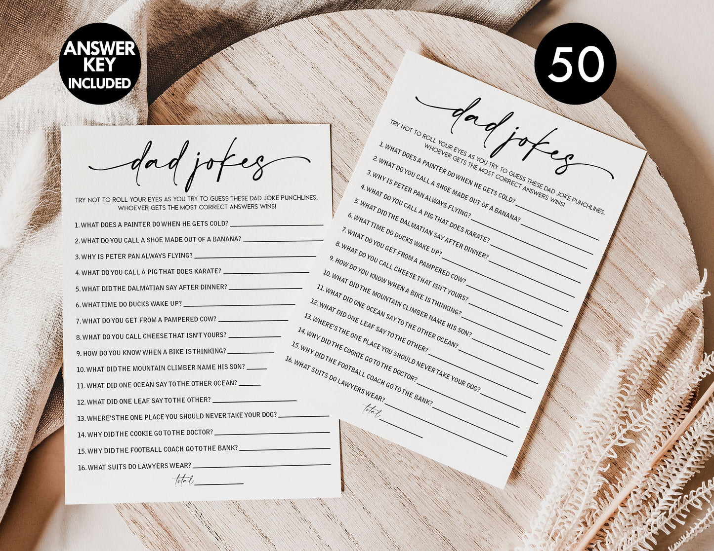 50 Baby Shower Dad Jokes Game (50-Cards), Minimalist