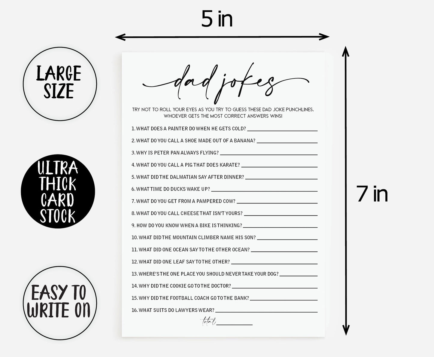 50 Baby Shower Dad Jokes Game (50-Cards), Minimalist