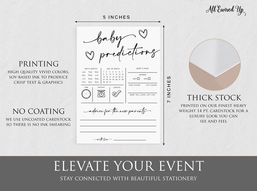 200 Piece Minimalist Baby Shower Games for 50 Guests, Trivia, Predictions & Advice, Labor or Loving, Baby Bump or Beer Belly