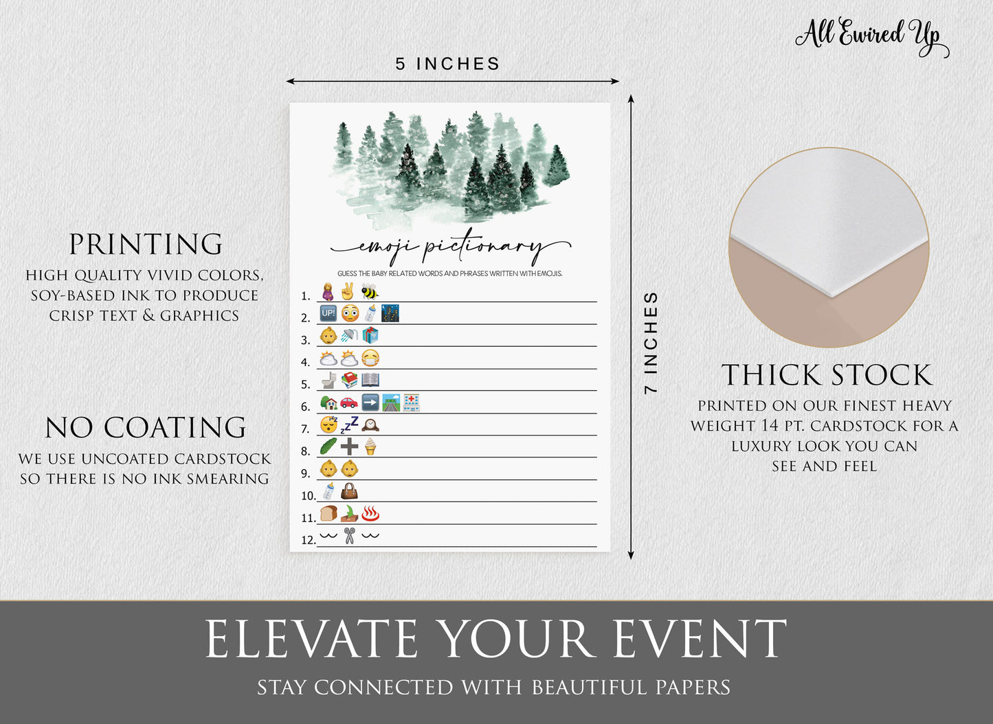 50 Baby Shower Emoji Pictionary (50-Cards), Baby It’s Cold Outside Winter Wonderland Forest Decorations
