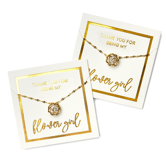 Flower Girl Gift - Thank You For Being My Flower Girl Necklace (Set of 2)