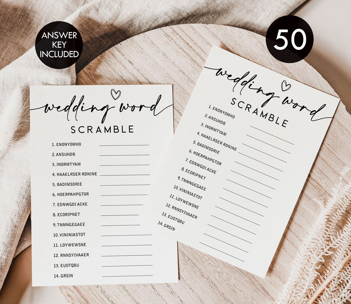 50 Wedding Word Scramble (50-Cards) Fun Bridal Shower Game Activity, D 50 Wedding Word Scramble (50-Cards) Fun Bridal Shower Game Activity, D