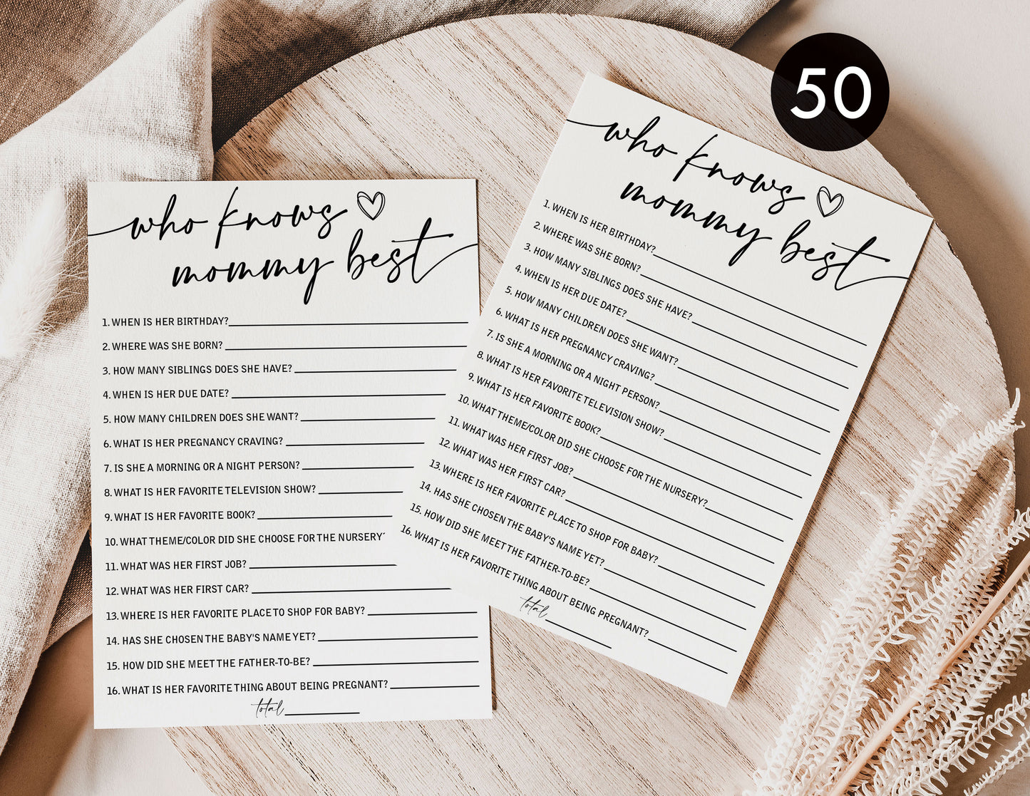 Who Knows Mommy Best (50-Cards) Minimalist