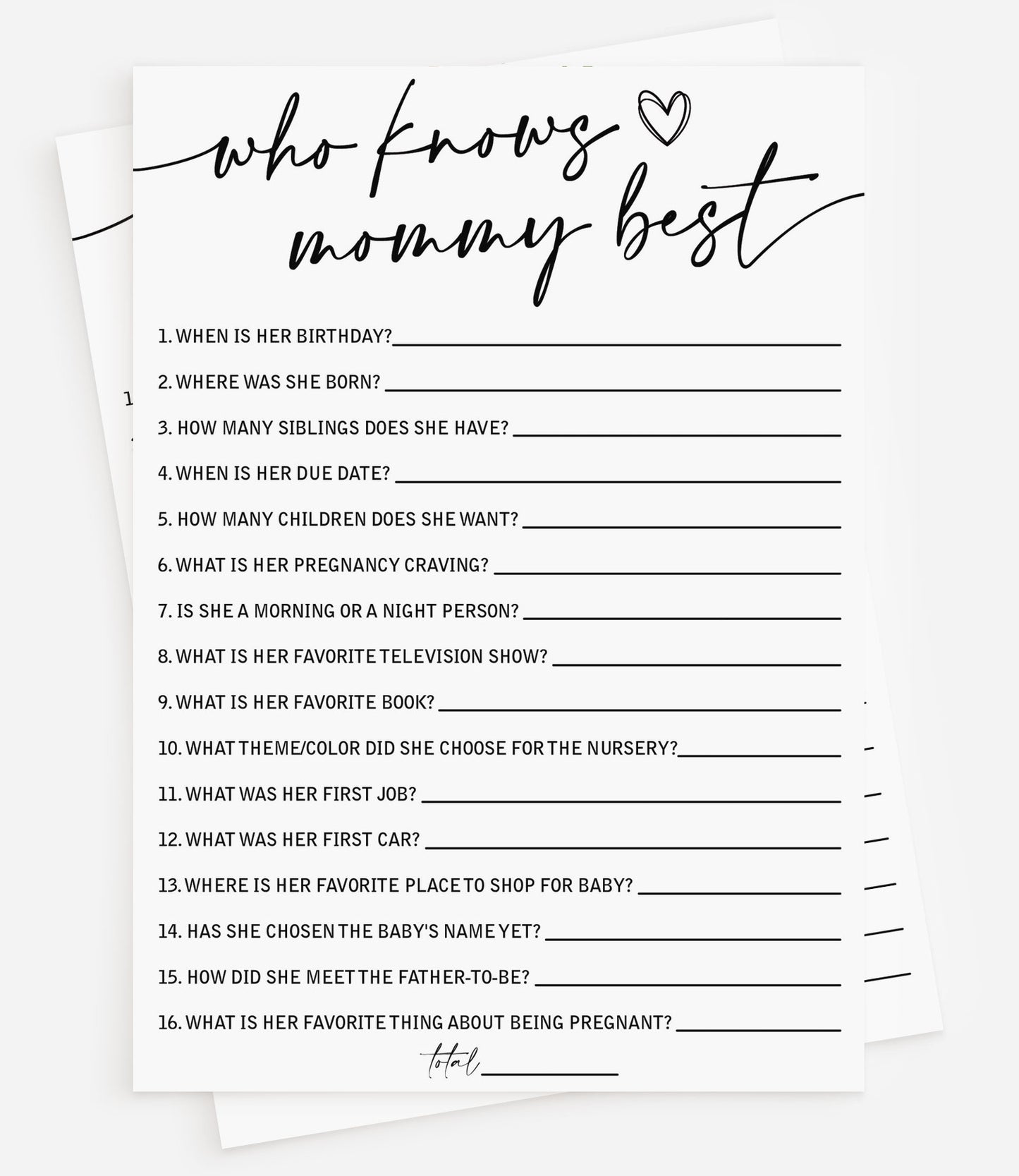 Who Knows Mommy Best (50-Cards) Minimalist