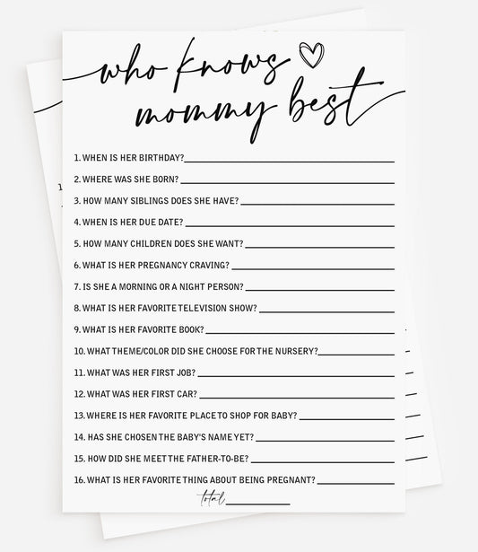 Who Knows Mommy Best (50-Cards) Minimalist